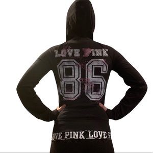 Love pink Victoria’s Secret hoodie black size xs